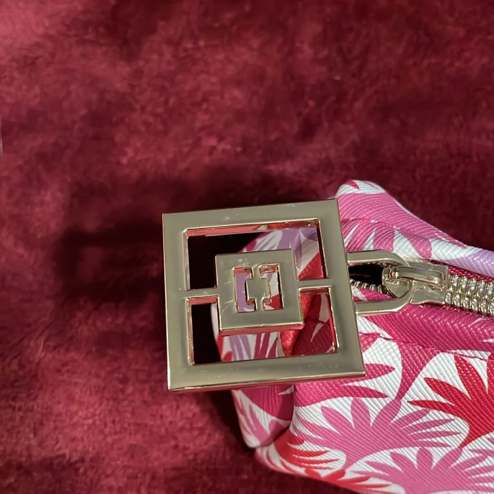 Elemis London x Hayley Menzies London Pink Pattern Makeup Bag Gold Hardware New - Picture 3 of 8